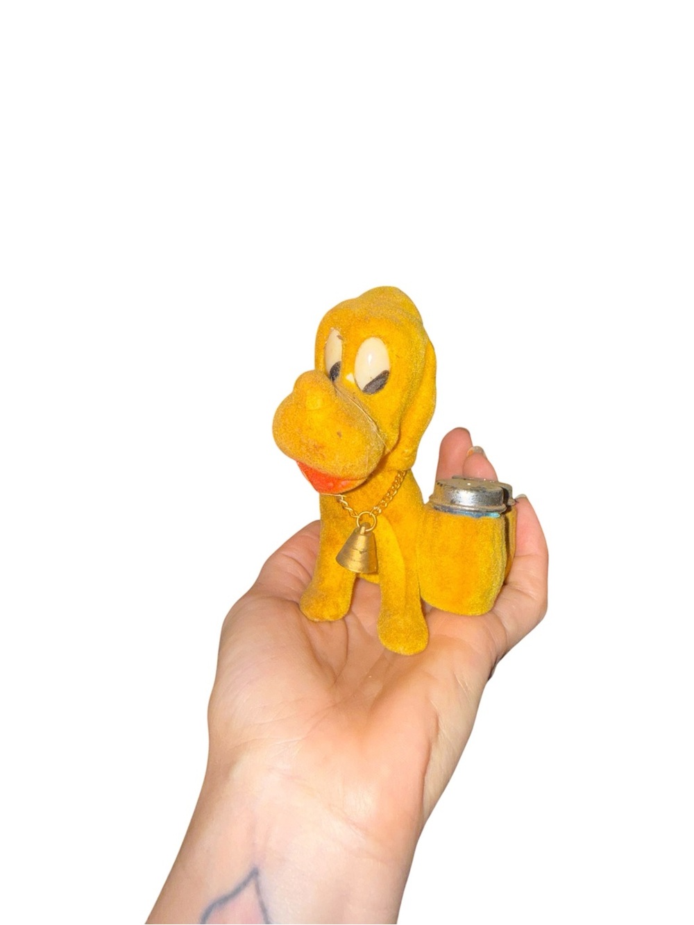 Vintage flocked dog with salt and pepper shakers